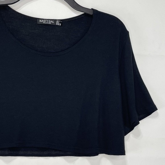 Nasty Gal Collection Women Sz 8 M Cropped T Shirt Black Crew Neck - Picture 15 of 16